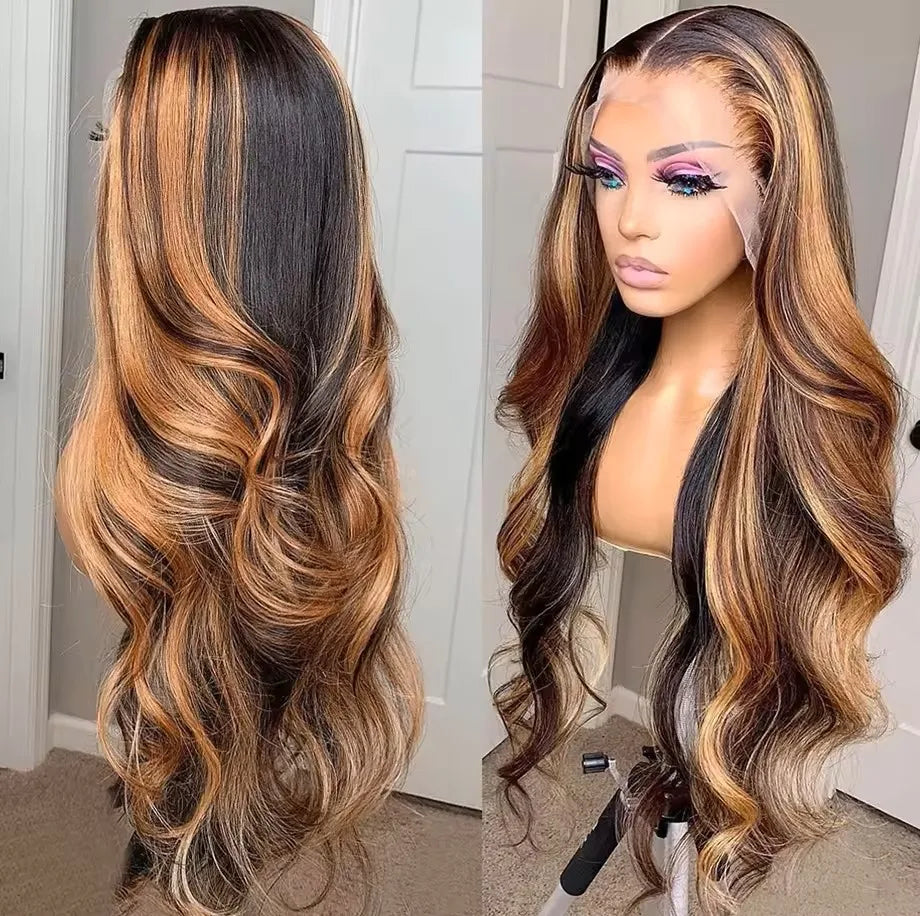 Perruque Lace Front Body Wave – Ombré 1B/27 Honey Blonde | Cheveux Naturels | Qualité Premium