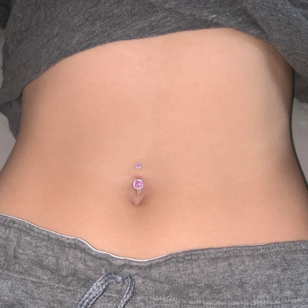 5pc Women's Body Piercing Kit - 13G & 14G Stainless Steel, Multi-Purpose Jewelry Set with CZ, Pearl Ball, and Acrylic Navel Pins