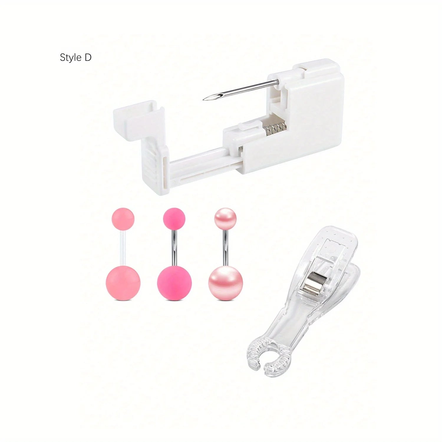 5pc Women's Body Piercing Kit - 13G & 14G Stainless Steel, Multi-Purpose Jewelry Set with CZ, Pearl Ball, and Acrylic Navel Pins