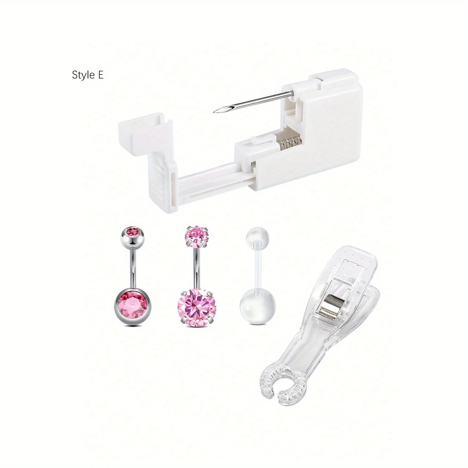5pc Women's Body Piercing Kit - 13G & 14G Stainless Steel, Multi-Purpose Jewelry Set with CZ, Pearl Ball, and Acrylic Navel Pins