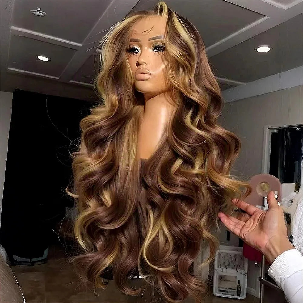 Perruque Lace Front Body Wave – Highlight P4/27 | HD 5x5 & 13x4 | 250% Densité | Cheveux Naturels
