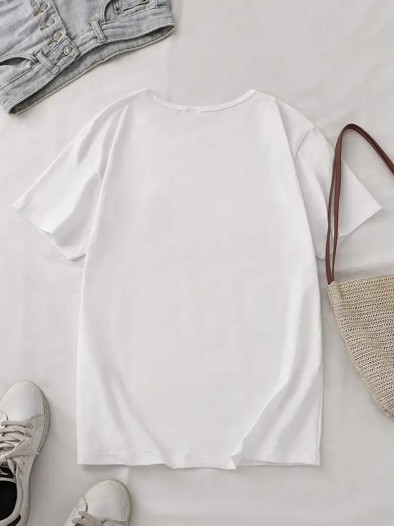 Butterfly T Shirt Women Summer Pink Gold Graphic Tees Retro Aesthetic Loose Tops Short Sleeve O-Neck Clothing Streetwear Y2K