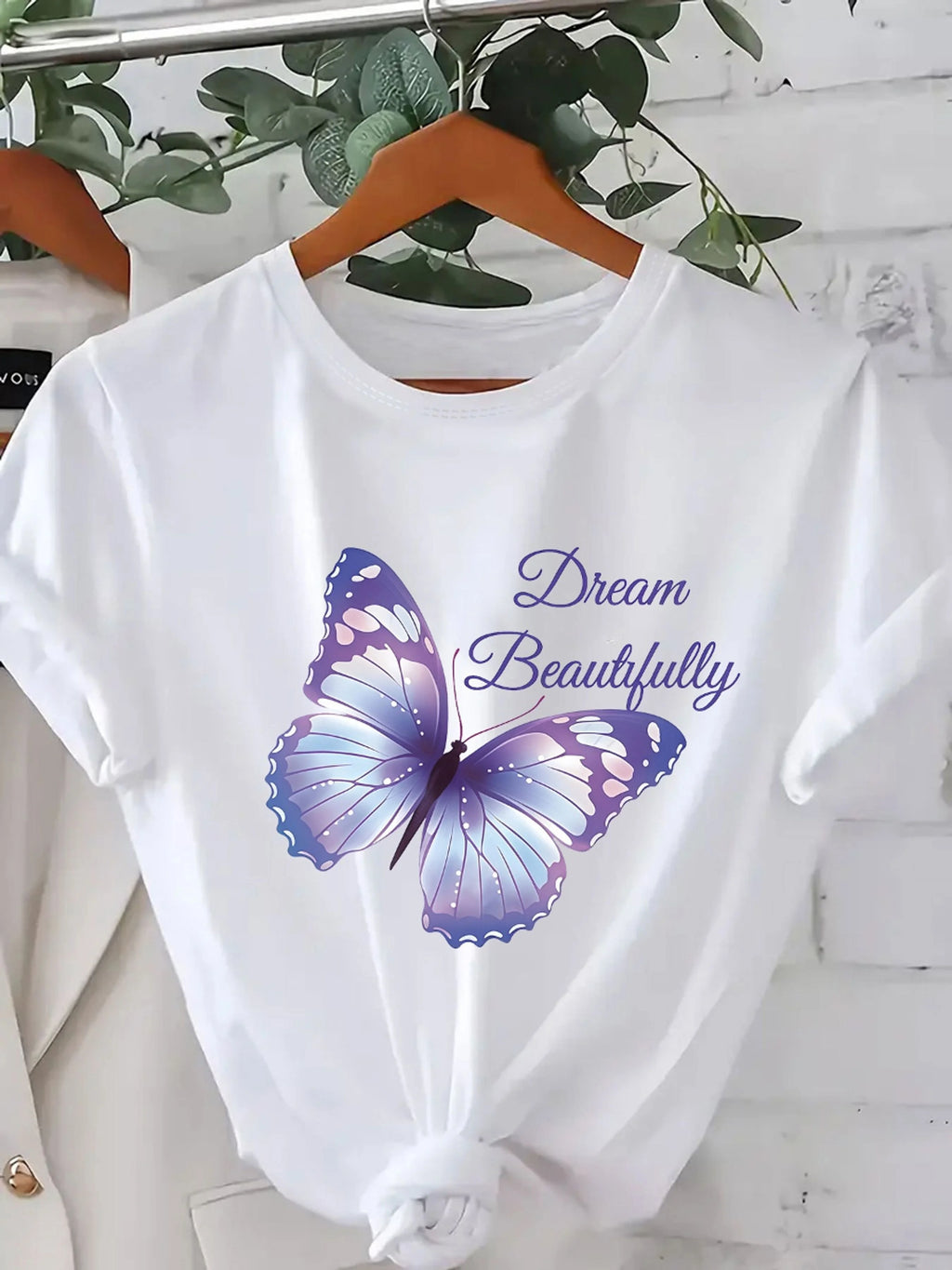 Women's T-Shirt with Butterfly Dream Beautiful Print Harajuku Short Sleeve Casual T-shirt Clothing Street Tops Aesthetic Clothes