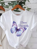 Women's T-Shirt with Butterfly Dream Beautiful Print Harajuku Short Sleeve Casual T-shirt Clothing Street Tops Aesthetic Clothes