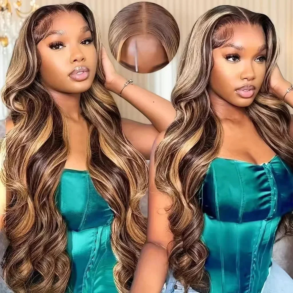 Body Wave 4/27 Honey Blonde Lace Front Wig Human Hair 13x6 HD Lace Frontal Wig 13x4 Highlight Body Wave Wig Human Hair 4x4 5x5