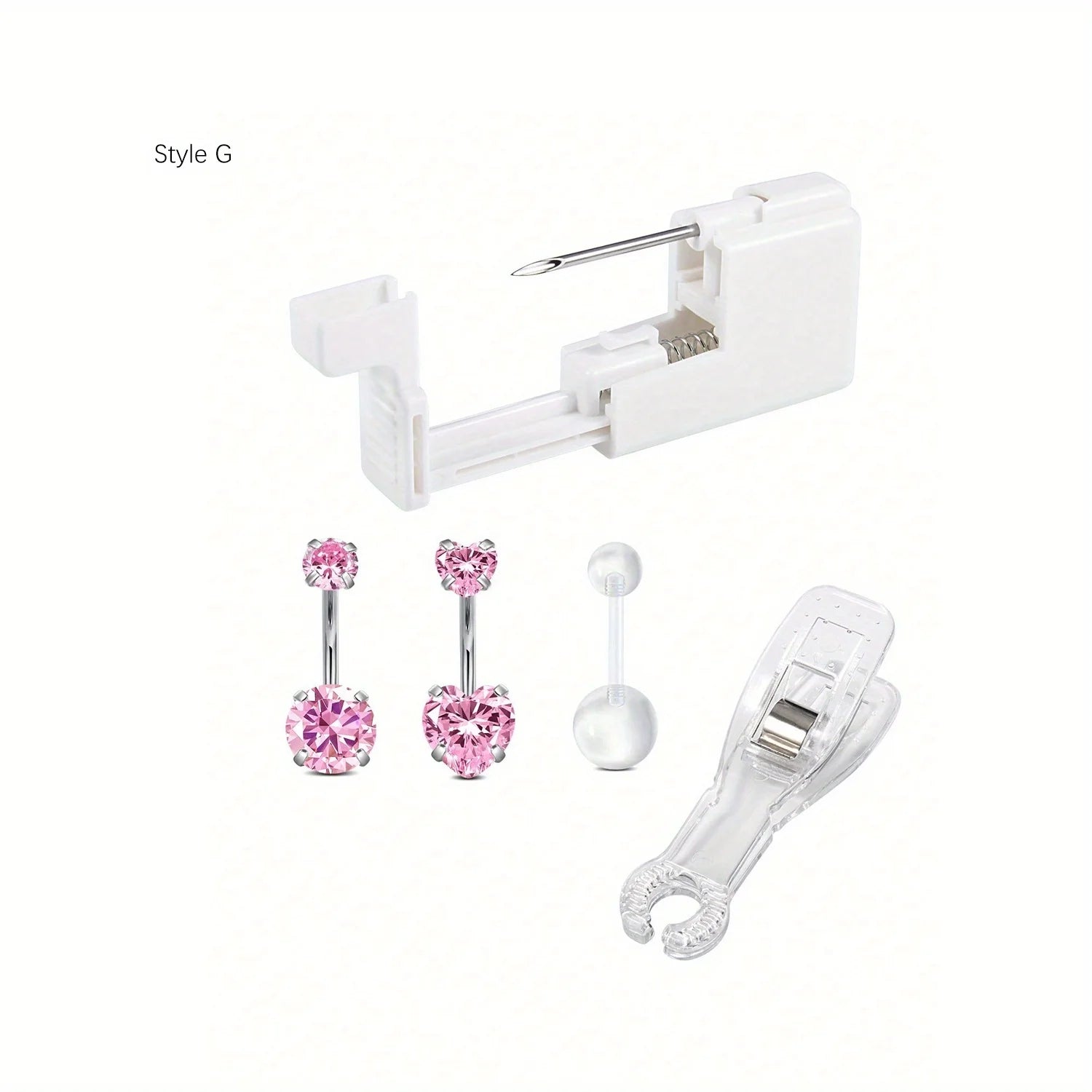 5pc Women's Body Piercing Kit - 13G & 14G Stainless Steel, Multi-Purpose Jewelry Set with CZ, Pearl Ball, and Acrylic Navel Pins