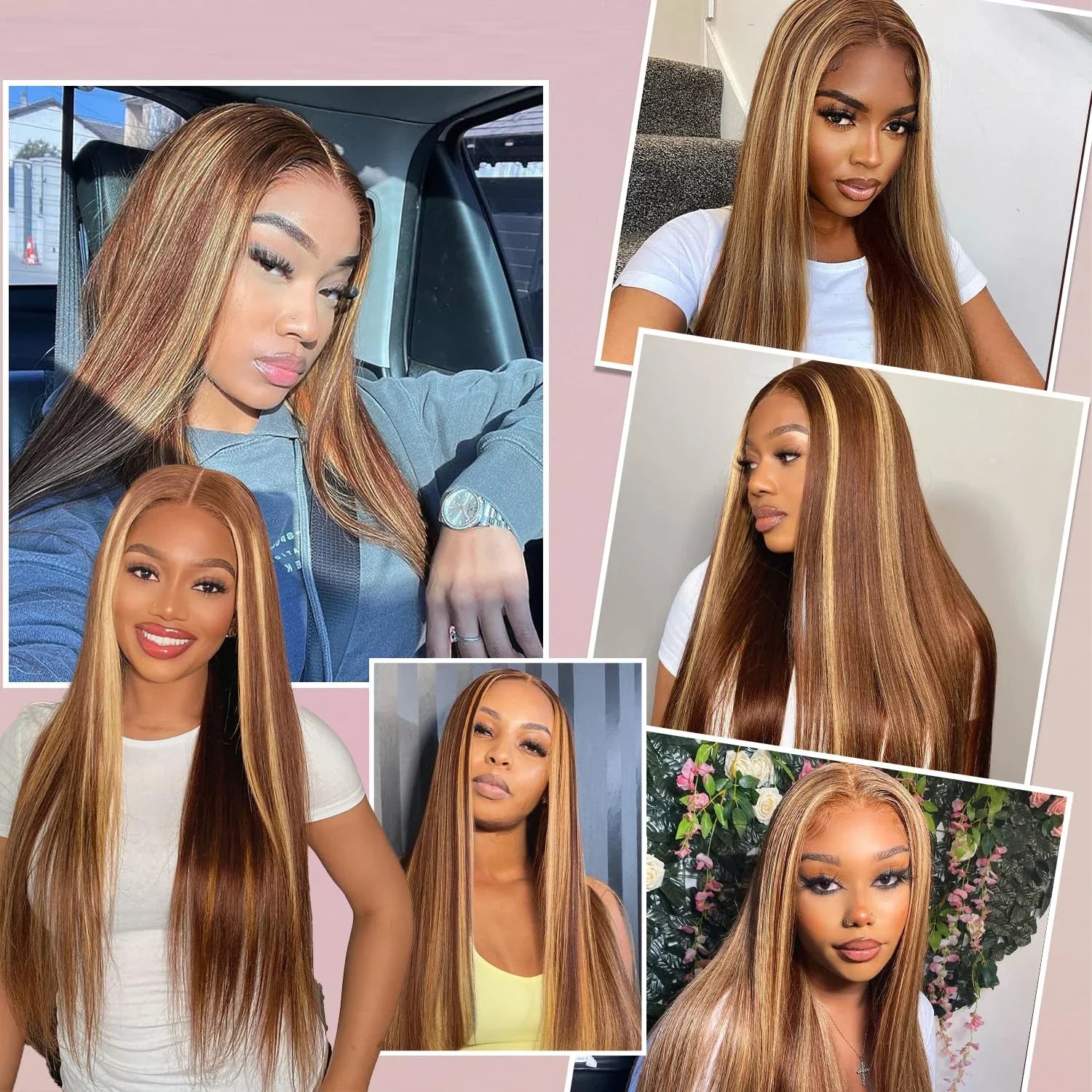 Perruque Lace Front 30 Pouces – Blonde Ombré Honey | HD 13x4 | 180% Densité | Cheveux Naturels