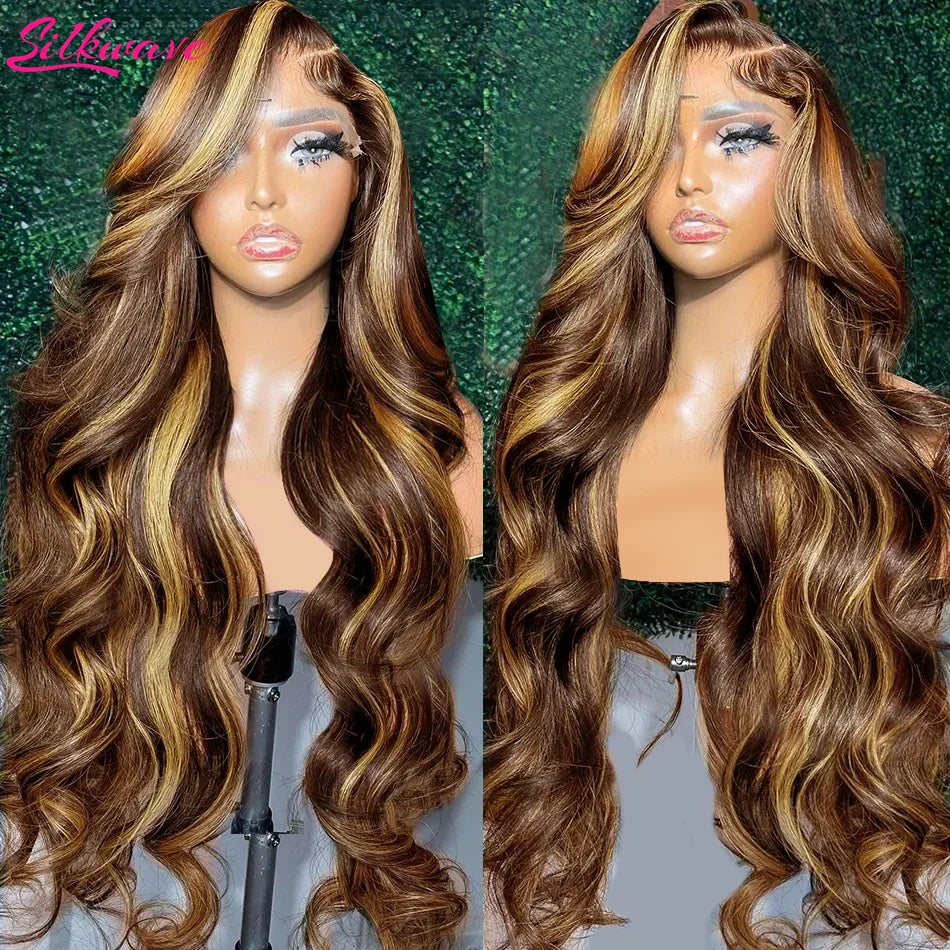 Blonde Highlight Body Wave Lace Front Human Hair Wig HD 13X4 13x6 Lace Frontal Human Hair Wigs For Women Highlight 4/27 Wig