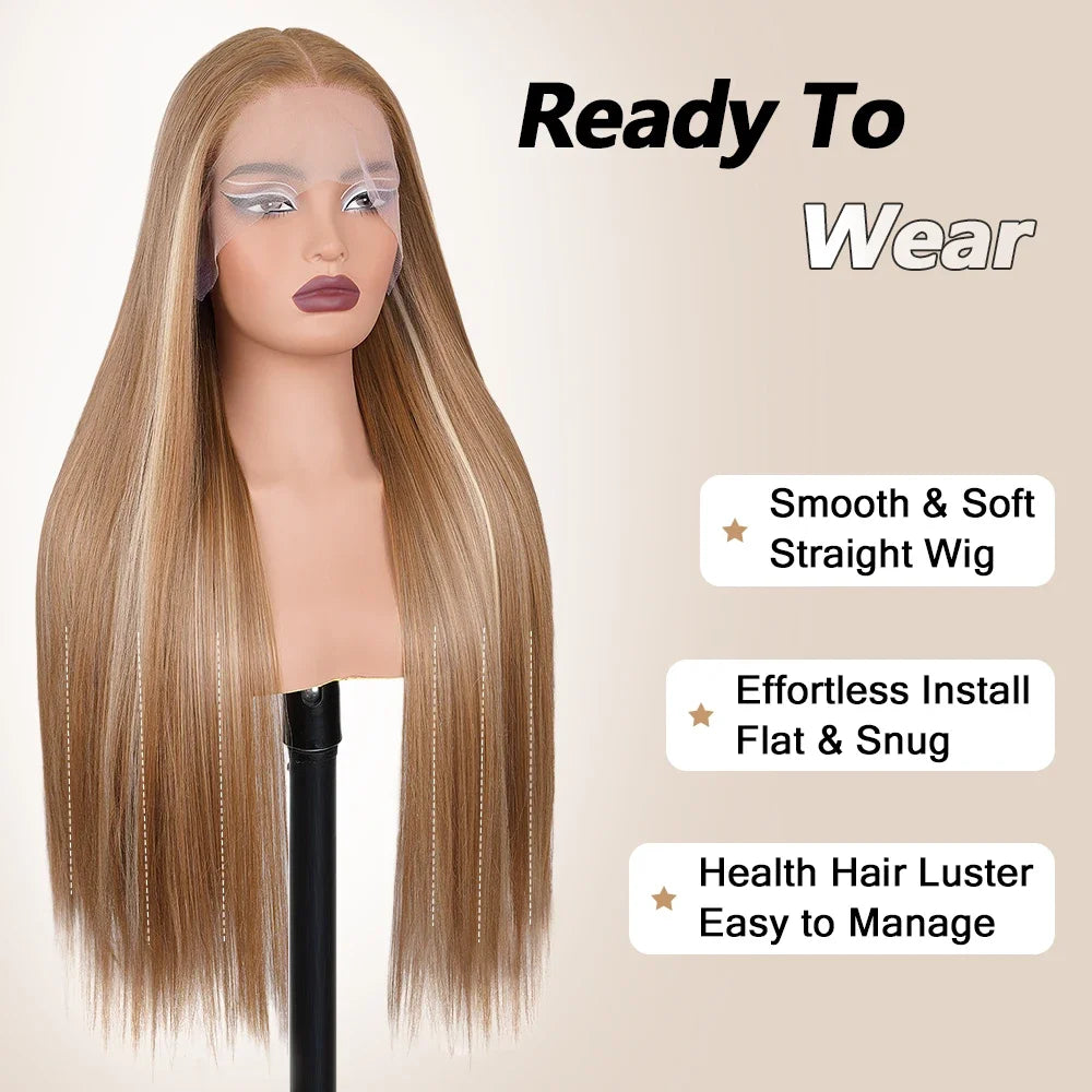 Perruque Lace Front 30 Pouces – Blonde Ombré Honey | HD 13x4 | 180% Densité | Cheveux Naturels